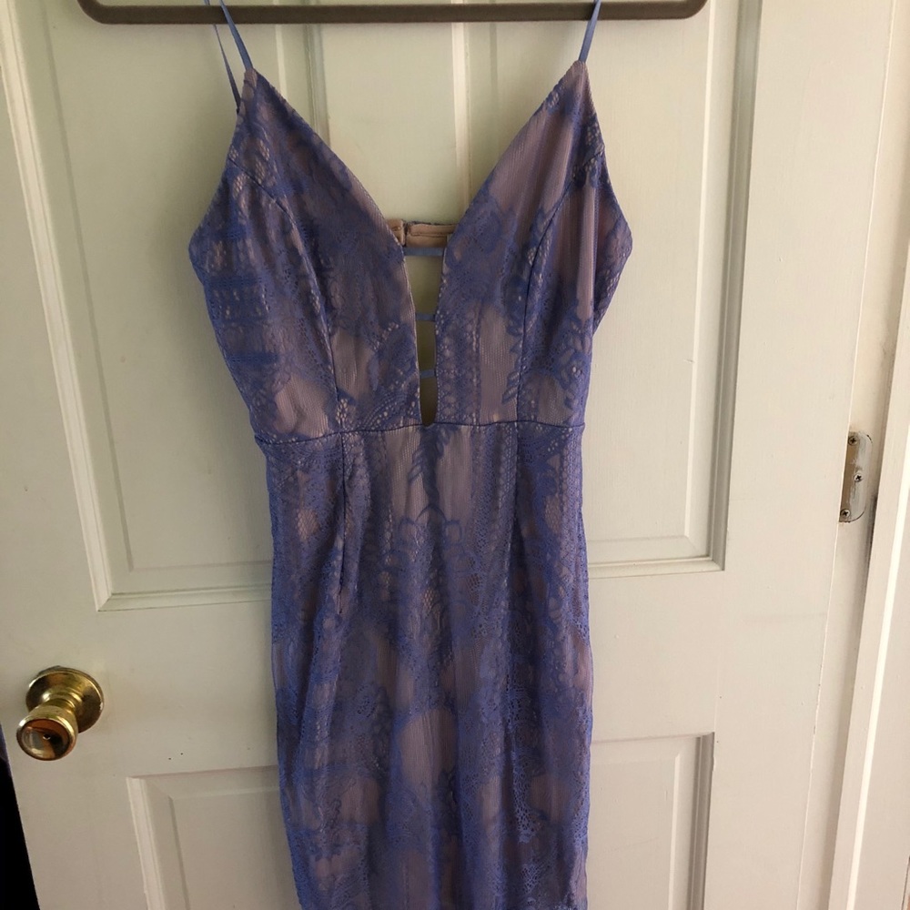 Periwinkle lace overlay dress